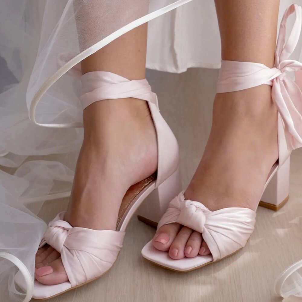Honey Blush Pink Satin Bridal Shoes - Never worn! Size 9